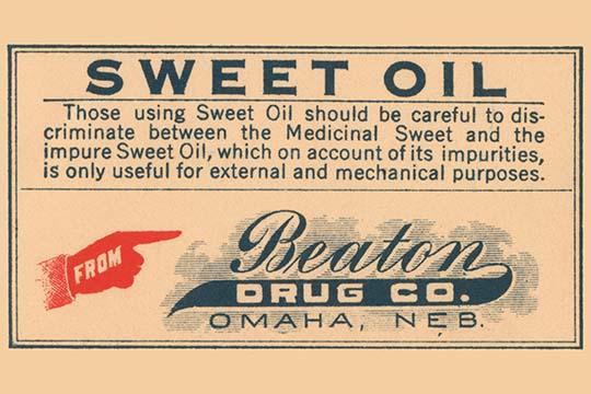 1920's Pharmacy Bottle Label Poster Print featuring vintage design.