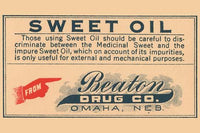 1920's Pharmacy Bottle Label Poster Print featuring vintage design.
