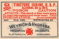 1920's Pharmacy Bottle Label Poster Print showcasing vintage quack cure labels.