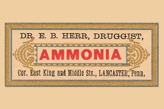 Vintage Ammonia Powder Pharmacy Label Poster Print from Dr. E.B. Herr Druggists.