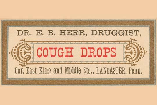 Vintage Pharmacy Label for Cough Drops Poster Print from Dr. E.B. Herr Druggists