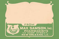 Vintage blank pharmacy label poster print from Max Samson Pharmacy