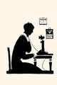 Silhouette of a Homemaker Making a Phone Call Poster Print by Maxfield Parrish