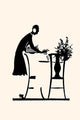 Silhouette of a Homemaker Filling a Vase with Flowers Poster Print by Maxfield Parrish