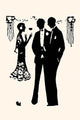 Silhouette of Two Men in Tuxedos and a Woman in Gown Poster Print by Maxfield Parrish