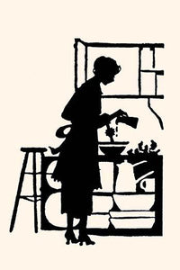 Homemaker Waters Plants in a Home Poster Print by Maxfield Parrish