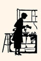 Homemaker Waters Plants in a Home Poster Print by Maxfield Parrish
