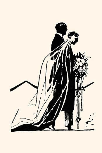 Couple Side by Side Moving Toward a Wedding Ceremony Poster Print by Maxfield Parrish