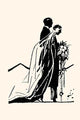 Couple Side by Side Moving Toward a Wedding Ceremony Poster Print by Maxfield Parrish