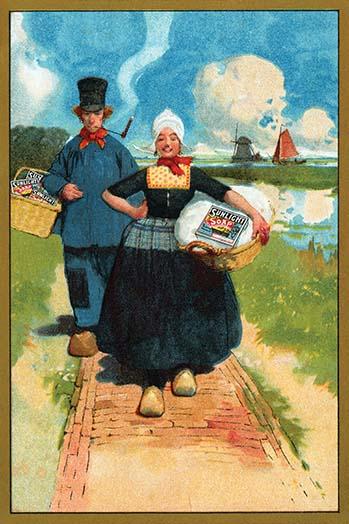 Victorian dermatological skin soap trade card poster print featuring a Dutch couple.