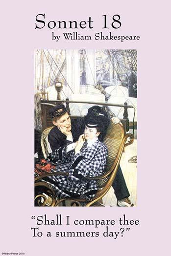 Sonnet 18 Illustrated Poster Print featuring Tissot's Last Evening painting.