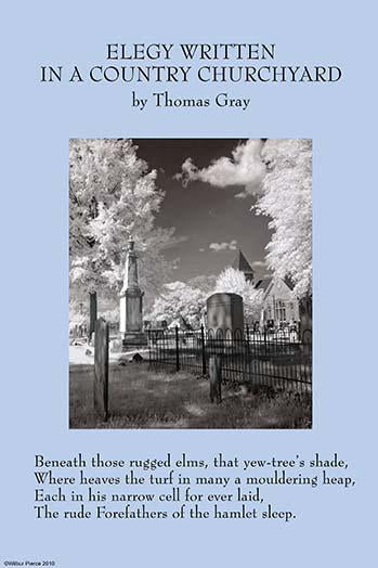 Elegy Written in a Country Churchyard poster print by Thomas Gray featuring an Alabama cemetery in infrared.