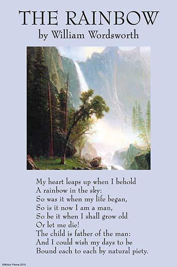 The Rainbow Comes and Goes Poster Print featuring Yosemite Falls inspired by William Wordsworth.