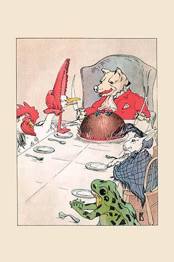 Curly Tail's Generous Animals Poster Print by Frances Beem, colorful children's illustration.