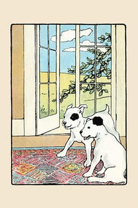 Snip and Snap children's illustration poster print by Julia Dyar Hardy featuring two playful dogs.
