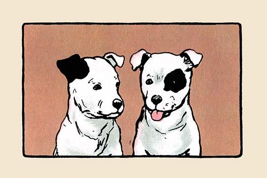 Two Fox Terriers illustration poster print by Julia Dyar Hardy.