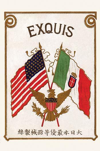 Poster print featuring crossed Italian and American flags with an eagle.