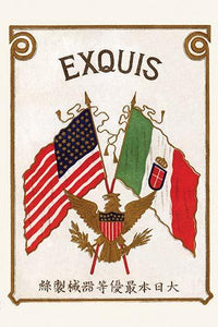 Poster print featuring crossed Italian and American flags with an eagle.