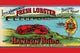 Lobster Can Label Artwork Print featuring a red lobster on the shore.