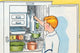 Taking Milk from the Ice Box poster print by Julia Letheld Hahn, showcasing a nostalgic domestic scene.