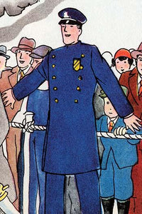 Police Officer Assisting with Crowd Control Poster Print by Julia Letheld Hahn