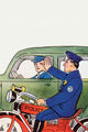 Motorcycle Cop Pulls Over Car Poster Print by Julia Letheld Hahn