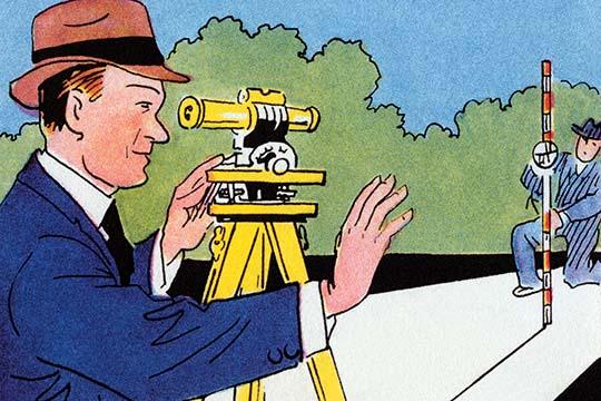 Two Men Work in Surveying Poster Print by Julia Letheld Hahn