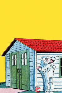 A Painter Paints the Garage Building Poster Print by Julia Letheld Hahn showcasing artistic creativity.