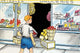 A Boy Enters the Grocery Store Poster Print by Julia Letheld Hahn, colorful artwork capturing a boy's adventure.