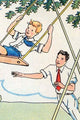 A Father Pushes His Son on the Swings Poster Print by Julia Letheld Hahn