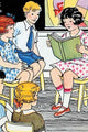 A Girl Reads to Her Classmates poster print by Julia Letheld Hahn, showcasing a young girl reading to her classmates.