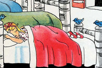 Goldilocks sleeping in Baby Bear's bed poster print by Julia Letheld Hahn.