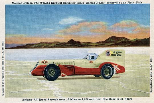 Mormon Meteor Race Car Poster Print commemorating A.B. Jenkins and speed records.