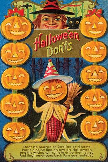 Halloween Owl Poster Print featuring a spooky tale illustration.