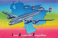 Vintage Caracas travel poster print promoting Venezuelan airline travel.