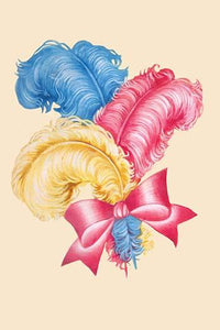 Three Colored Hat Feathers with Bow Poster Print