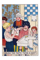 Children brushing teeth at the sink poster print, fun art for kids