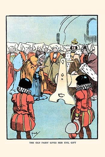 The Evil Fairy Curses the Newborn Baby Princess Poster Print by John Hassall
