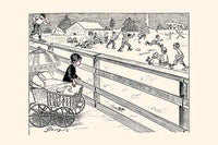 Children playing baseball cartoon by Clare Briggs, nostalgic illustration.