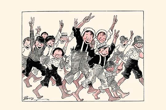 Children's victory salute cartoon print by Clare Briggs
