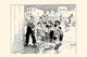 Children watching a man post a banner cartoon print by Clare Briggs.