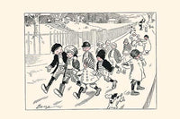 The Nickel Adventure Cartoon Poster Print by Clare Briggs, showcasing a boy surrounded by envious kids.