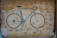 Painted Bicycle Anatomy Poster Print by Jason Pierce, featuring labeled bicycle parts in multiple languages.