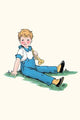 Little Boy Blue Poster Print by Queen Holden featuring a whimsical sleeping scene.