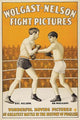 Historic boxing match poster print featuring Nelson vs. Wolgast.