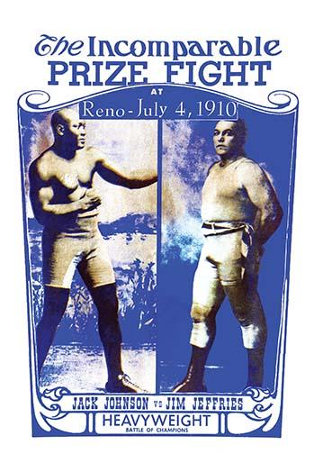 James Jeffries vs. Jack Johnson historic fight poster print