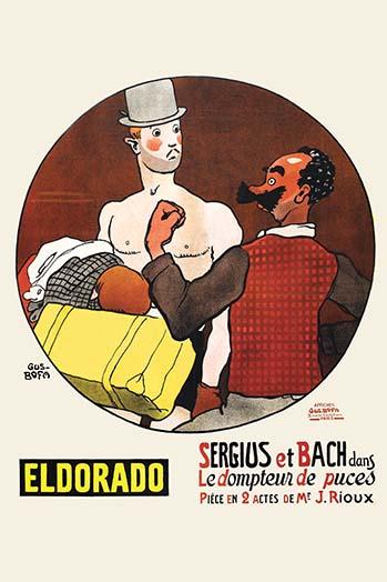 French theatrical poster featuring a pugilist, vintage artwork.