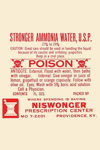 1920s Pharmacy Bottle Label Poster Print showcasing vintage design