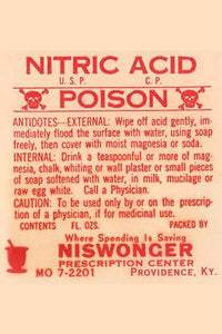 1920's Pharmacy Bottle Label Poster Print showcasing vintage design.