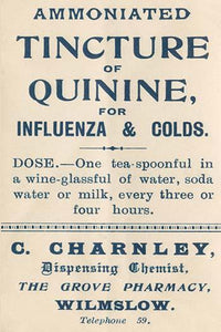 1920's Pharmacy Bottle Label Poster Print showcasing vintage advertising.